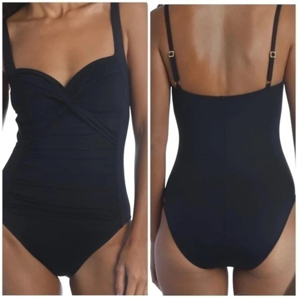 La Blanca By Rod Beattie Black Island Goddess Twist Bra One Piece Swimsuit